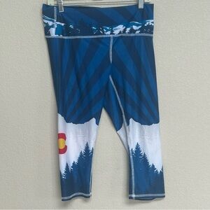 Colorado Threads Capris Women’s Size XL Blue White Colorado Flag Yoga Leggings